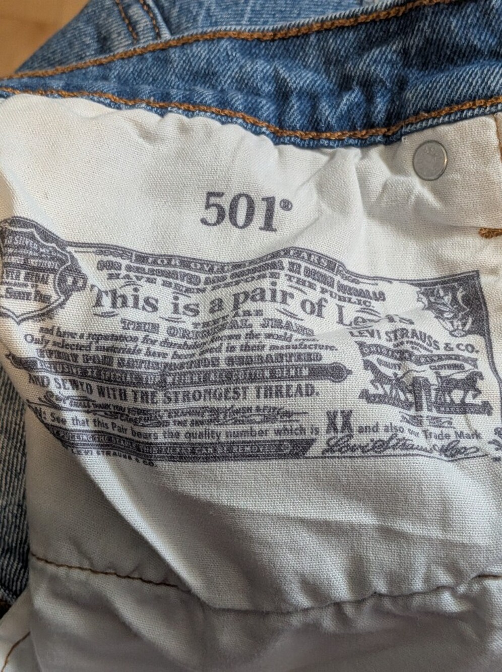 Levi's Distressed Blue Denim 501 Cutoff Shorts - Picture 6 of 8